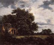 Jacob van Ruisdael Cottage under the trees near a Grainfield oil on canvas